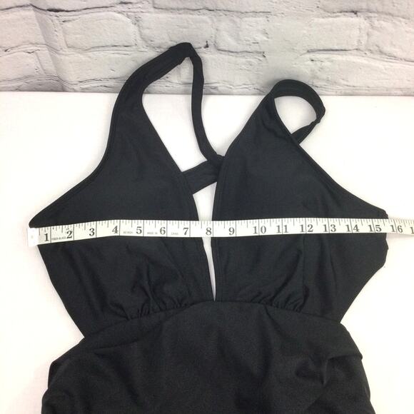 Cupshe + Jojo Fletcher Women's Black Deep V Neck High Cut One Piece Swimwear L - Picture 9 of 10
